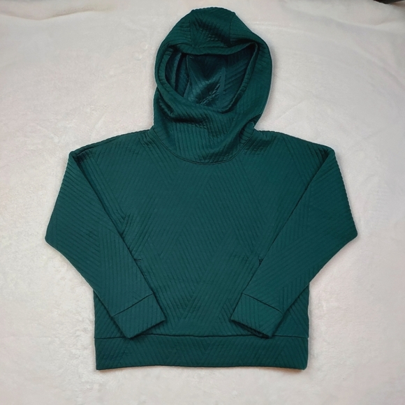 GAP Tops - Gap Fit Green Pine Quilted Hoodie Sweatshirt Sweater w/ Pocket Size S